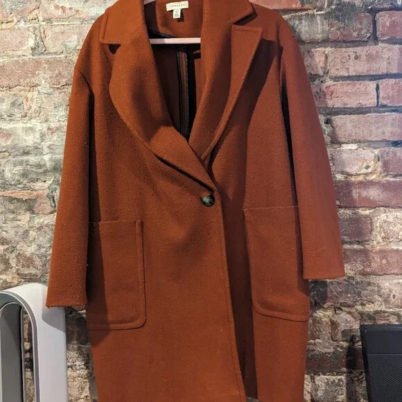 Topshop Jackets Coats Topshop Carly Rust Orange Long Coat